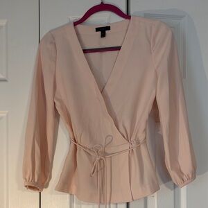 J. Crew Wrap Front Women's Top in Blush Pink size 00 long sleeve